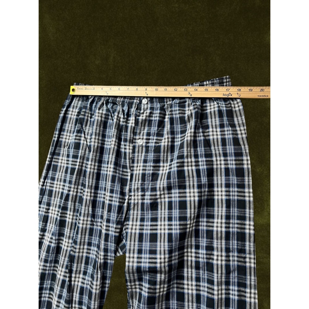 Bill Blass Mens Pajama Set Navy White Plaid Long Sleeve Button Down XL Sleepwear - Picture 9 of 12
